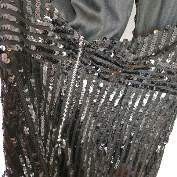 Tiger Mist Sequin Halter Mini Dress S Black Cutout Front Sleeveless Keyhole‎ - Picture 7 of 11